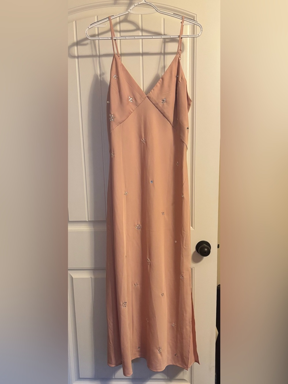 a new day Blush Peach Maxi Dress with Crystal Accents